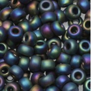 Miyuki seed beads 6/0 - Opaque matte ab black 6-401fr